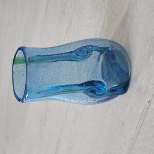Hand blown signed small vase 6"